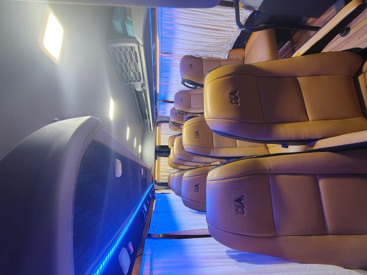 Reclining leather seats inside the Urbania